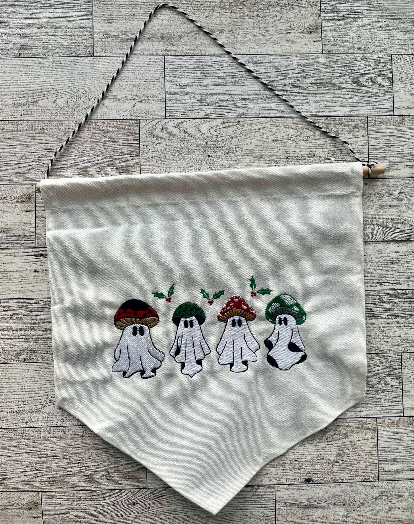 Christmas mushrooms flag