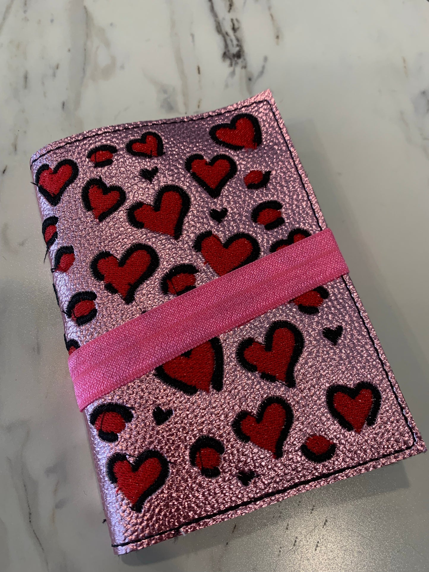 Leopard print heart mini notebook